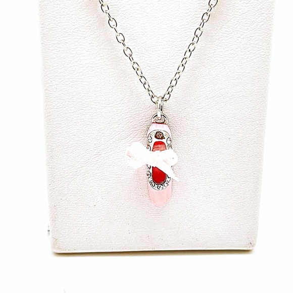 Pink 3-D Ballet Slipper in CZ & Enamel w/ Ribbon Bow, Ships in Gift Box, NWT - Picture 3 of 7